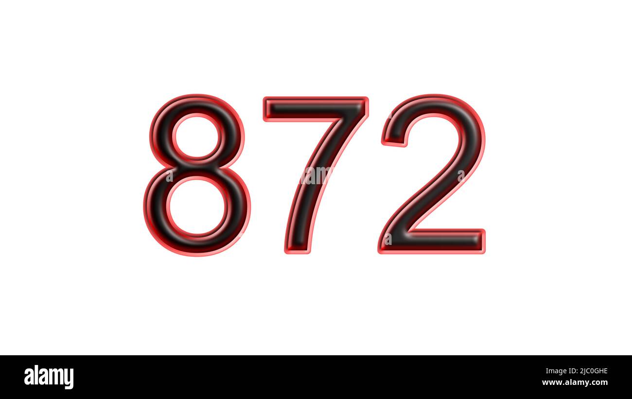 red 872 number 3d effect white background Stock Photo - Alamy