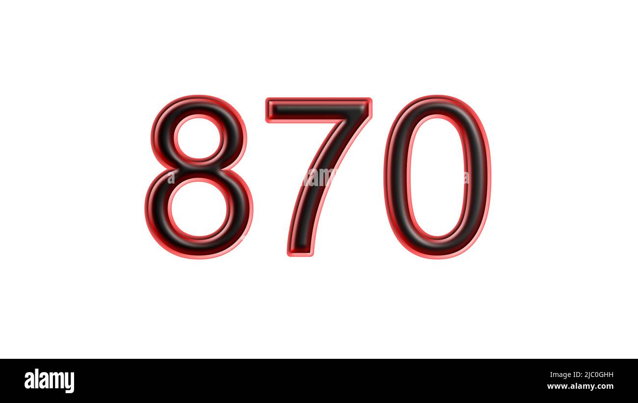 red 870 number 3d effect white background Stock Photo - Alamy