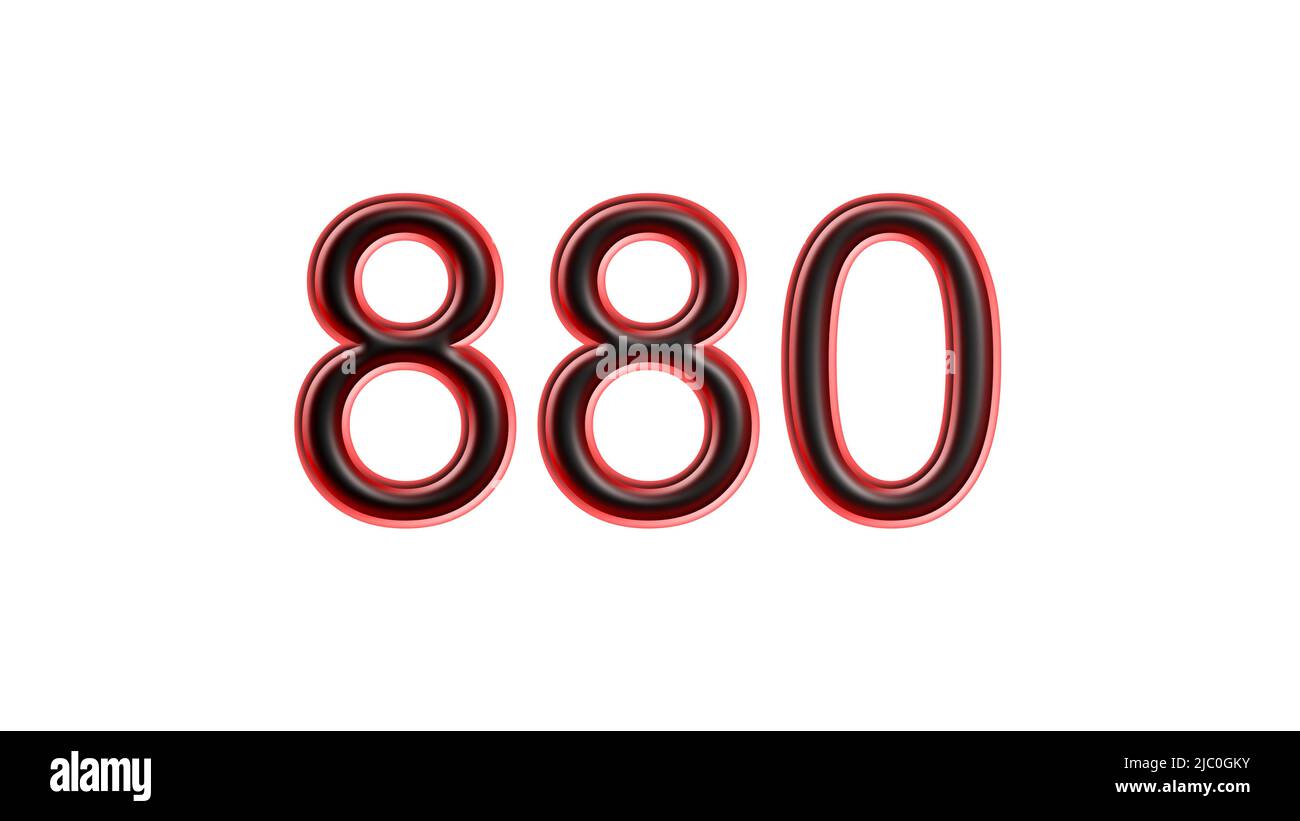 red 880 number 3d effect white background Stock Photo - Alamy