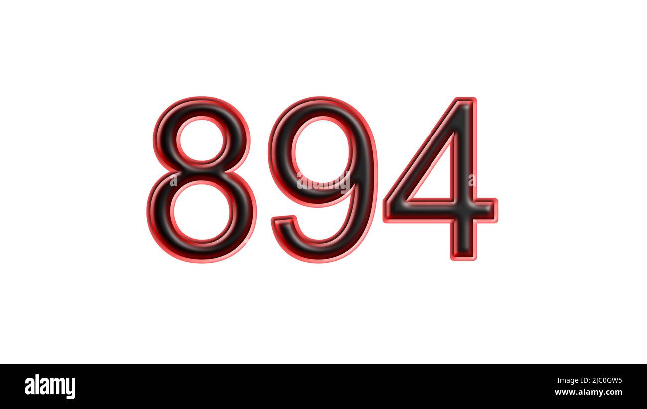 red 894 number 3d effect white background Stock Photo - Alamy