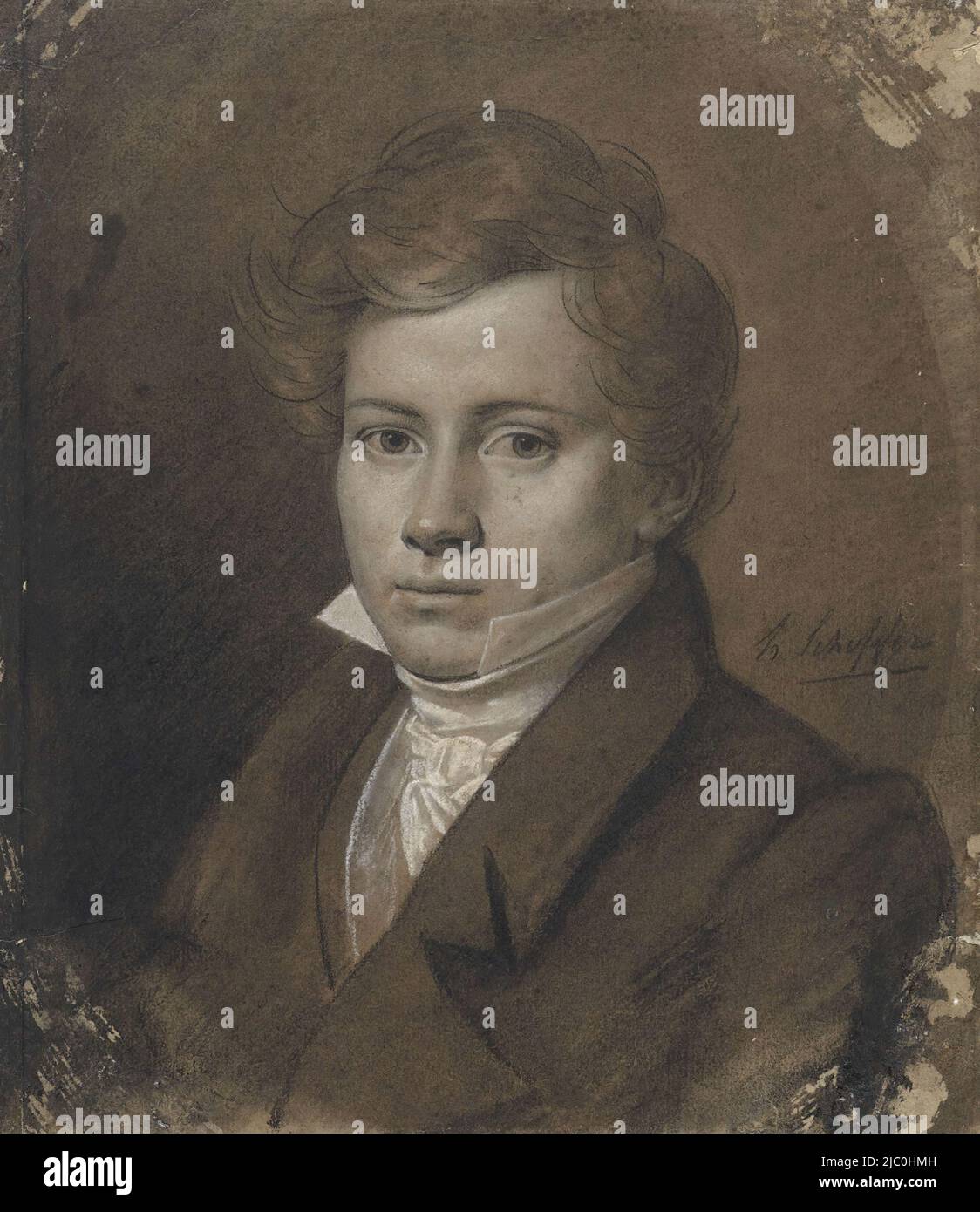 Portrait of Hanegreef, draughtsman: Henry Scheffer, 1808 - 1862, paper, h 261 mm × w 226 mm Stock Photo