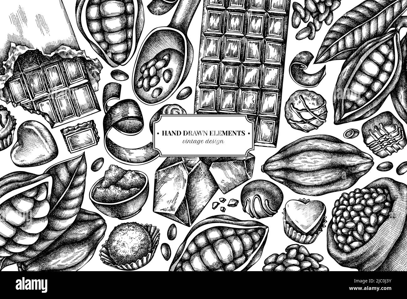 Design with black and white cocoa beans, cocoa, chocolate, chocolate