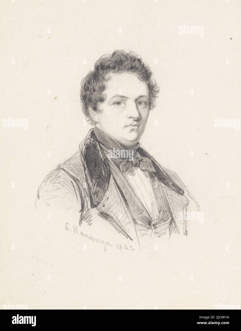 Design for an engraving, Portrait of Hubertus van Hove, draughtsman: Johan Coenraad Hamburger, 1842, paper, h 141 mm × w 111 mm Stock Photo