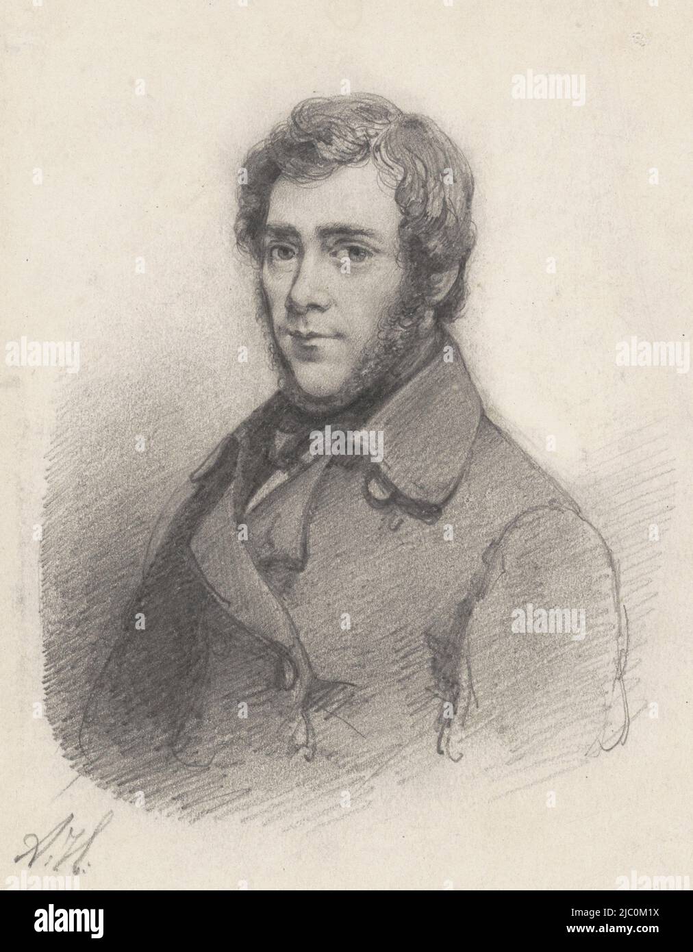 Self-Portrait, draughtsman: Abraham Hulk, 1830 - 1860, paper, h 141 mm × w 111 mm Stock Photo