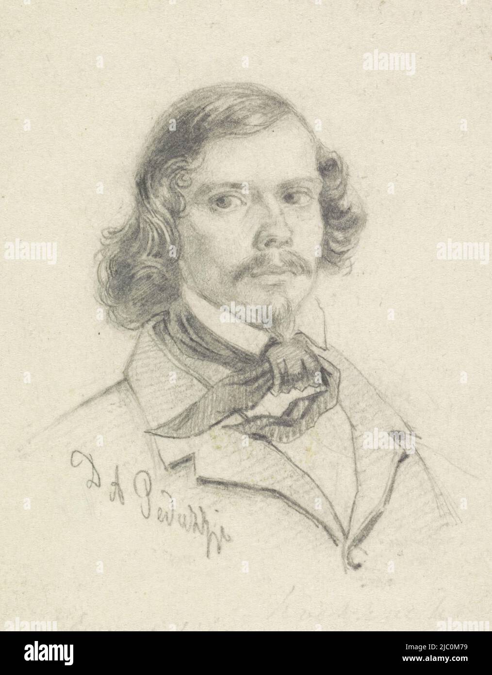 Portrait of Hermanus Koekkoek, draughtsman: Dominicus Anthonius Peduzzi, 1827 - 1861, paper, h 85 mm × w 68 mm Stock Photo