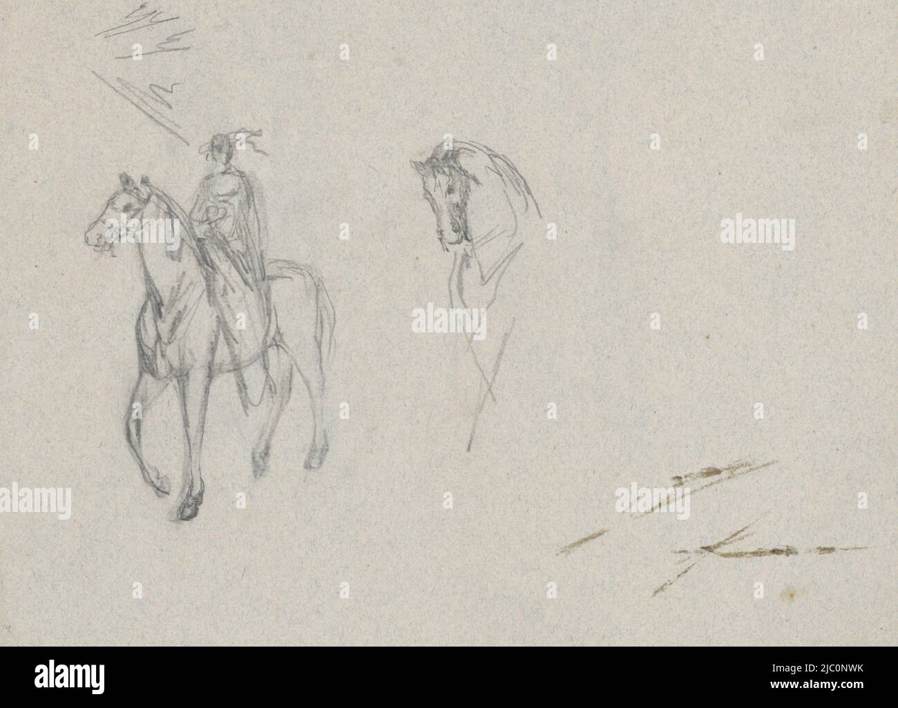 Two studies of a horse, draughtsman: Jan Kuyper, 1855 - 1912, paper, h 235 mm × w 305 mm Stock Photo