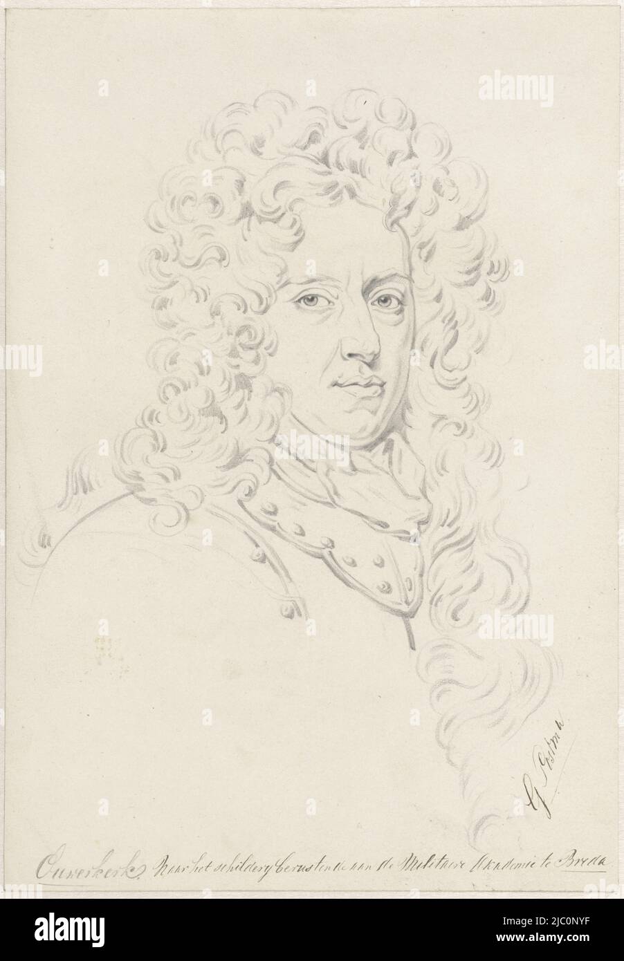 Portrait of Hendrik Nassau, Lord of Ouwerkerk, Portrait of Hendrik Nassau, draughtsman: Gerrit Postma, 1829 - 1894, paper, h 292 mm × w 202 mm Stock Photo