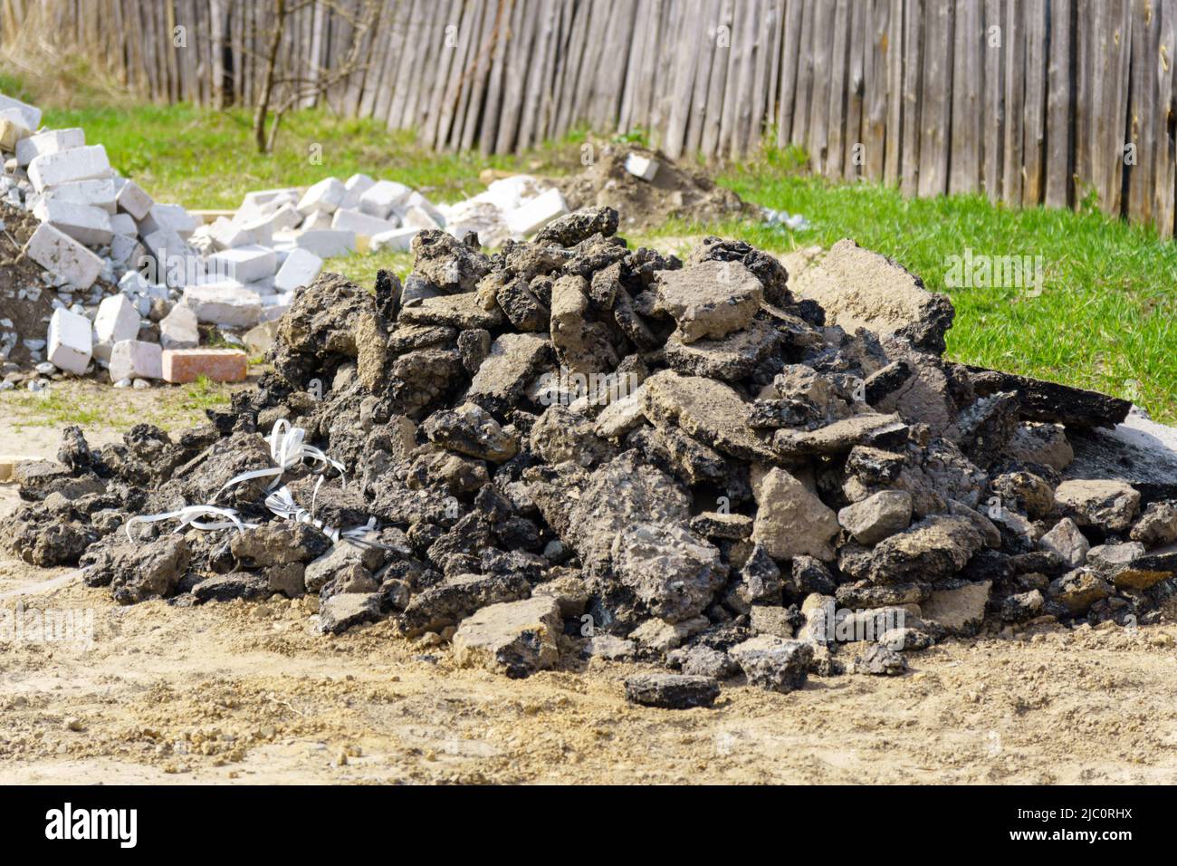Stones on the ground for construction work, raw materials for