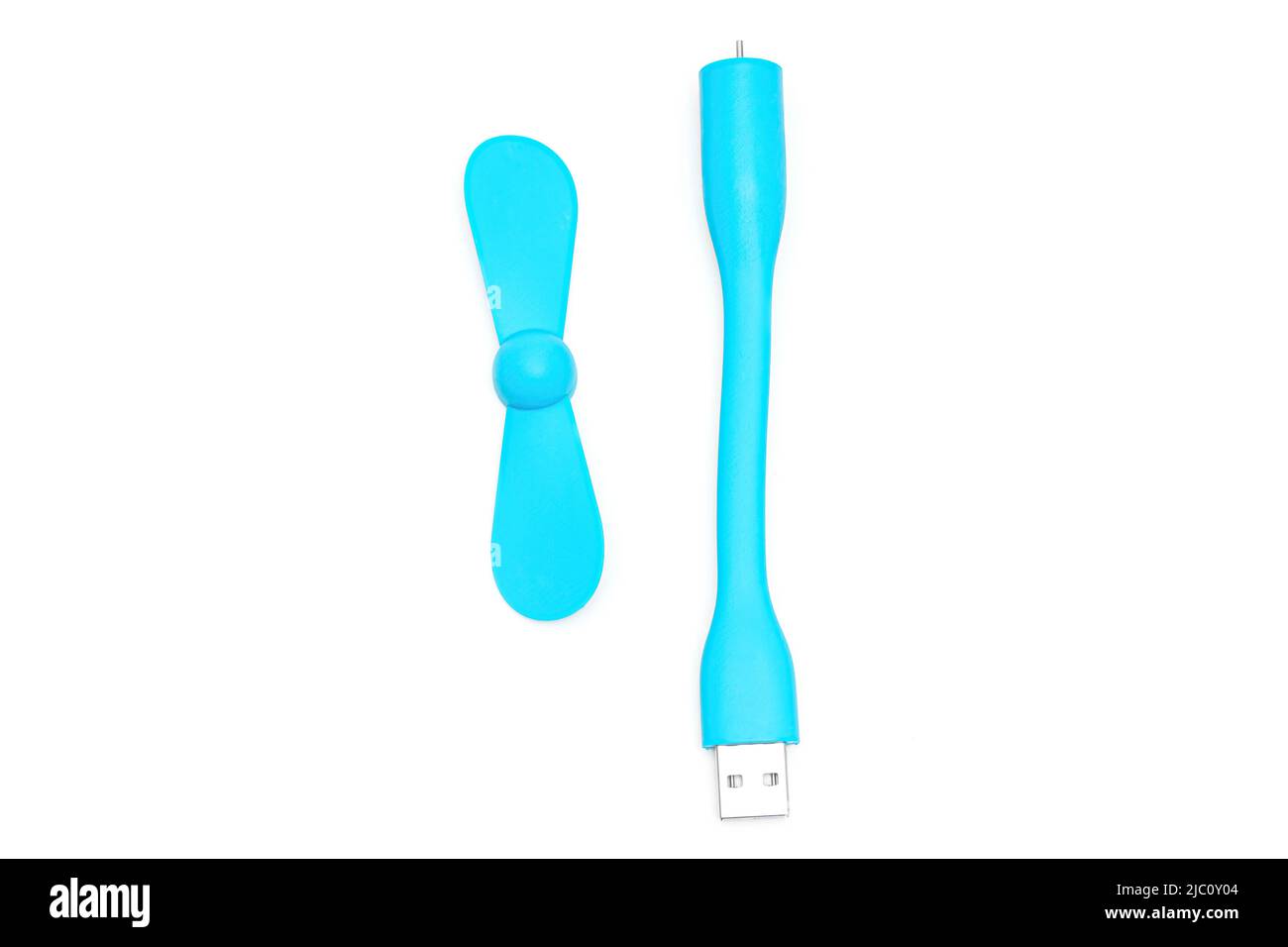 Parts of a portable usb fan isolated on a neutral background. Compact