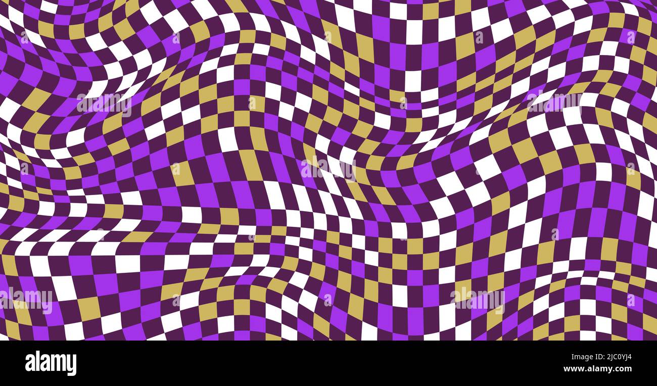 Checkered background with distorted squares. Abstract banner with ...