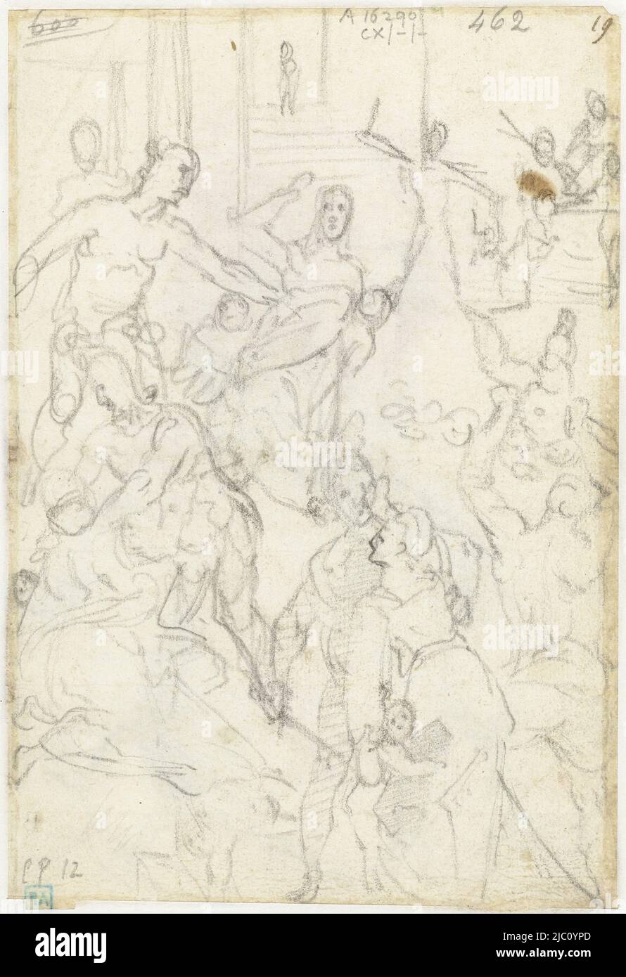 Sketch of a child murder in Bethlehem, draughtsman: Federico Zuccaro, 1550 - 1609, paper, h 196 mm × w 135 mm Stock Photo