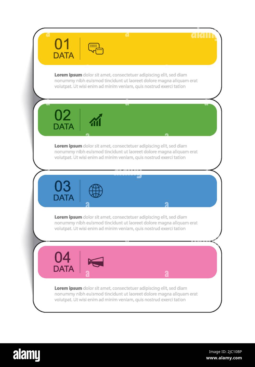 4 data infographics tab thin line index template. Vector illustration abstract square infographic background. Stock Vector