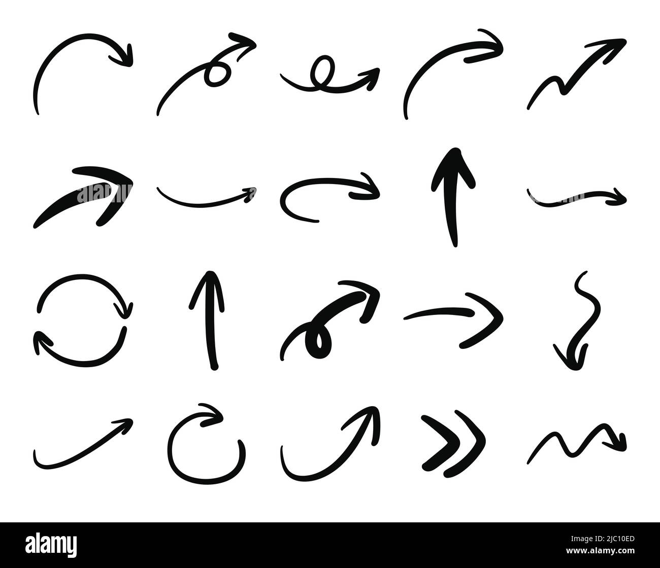 Hand drawn arrow icons set. Set of arrow doodle style. Stock Vector
