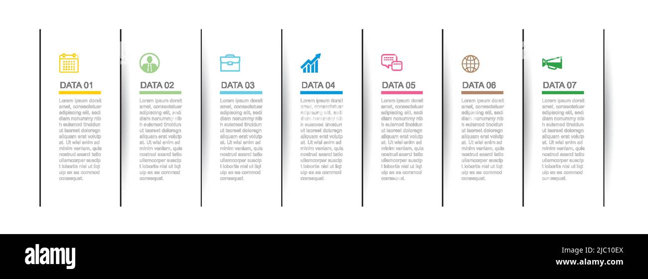 7 data infographics tab thin line index template. Vector illustration abstract square infographic background. Stock Vector