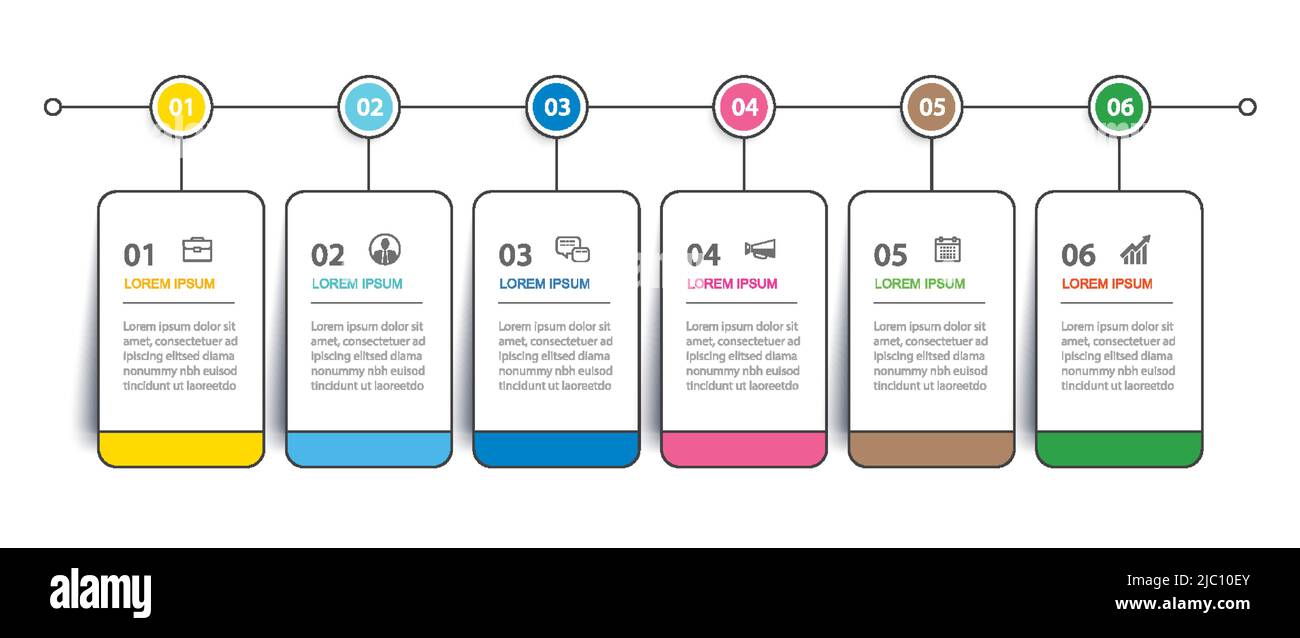 6 data infographics tab thin line index template. Vector illustration abstract square infographic background. Stock Vector