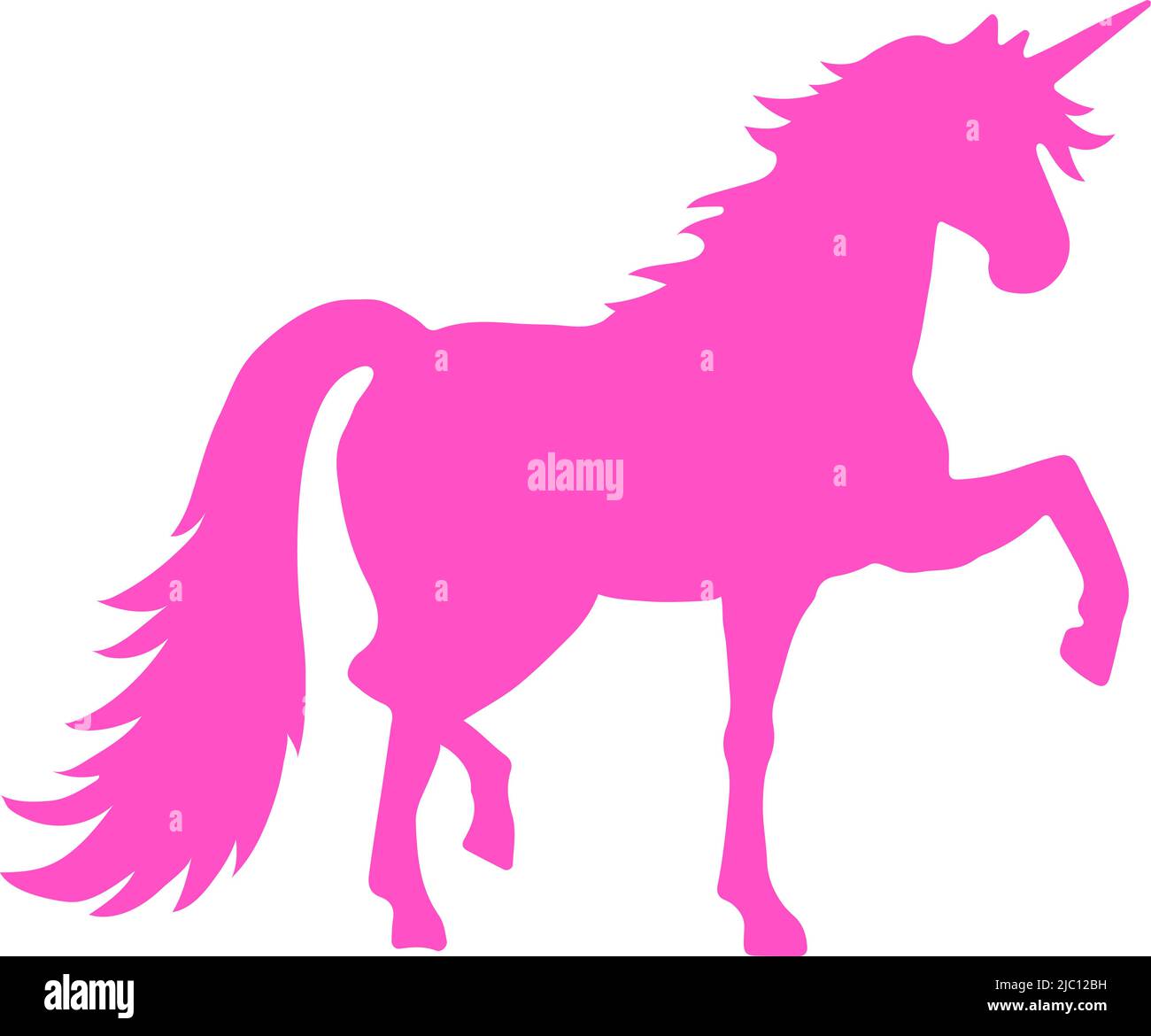 Mythic horse symbol. Pink fairytale unicorn silhouette Stock Vector