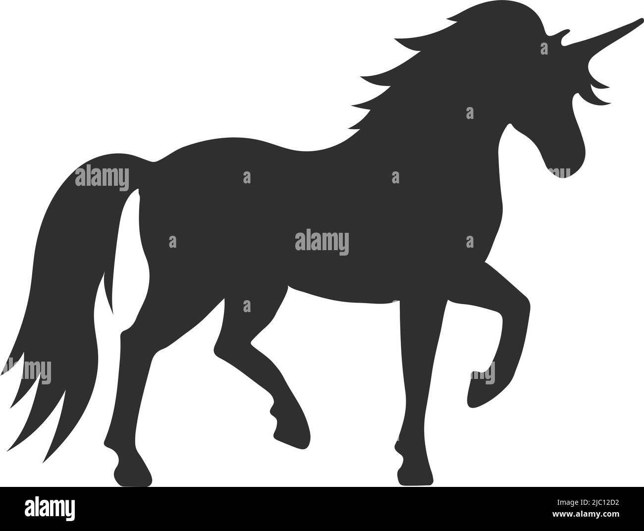 Unicorn silhouete. Black fairytale animal. Magic creature Stock Vector