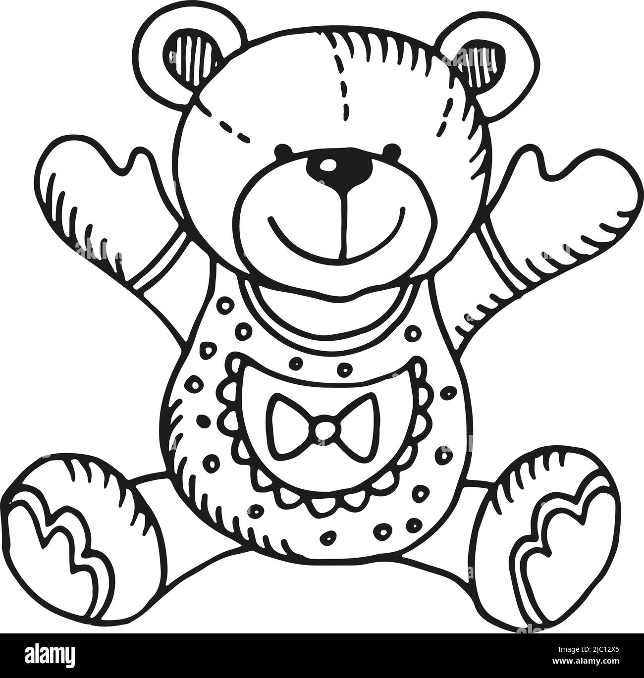 Teddy bear icon. Hand drawn soft toy Stock Vector