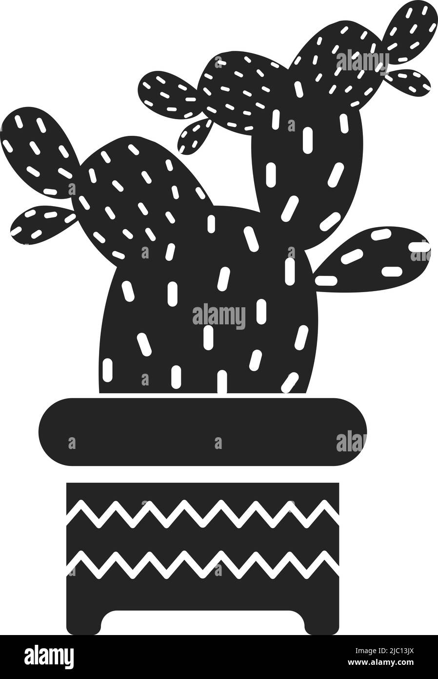 Cactus in pot black silhouette. House greenery symbol Stock Vector