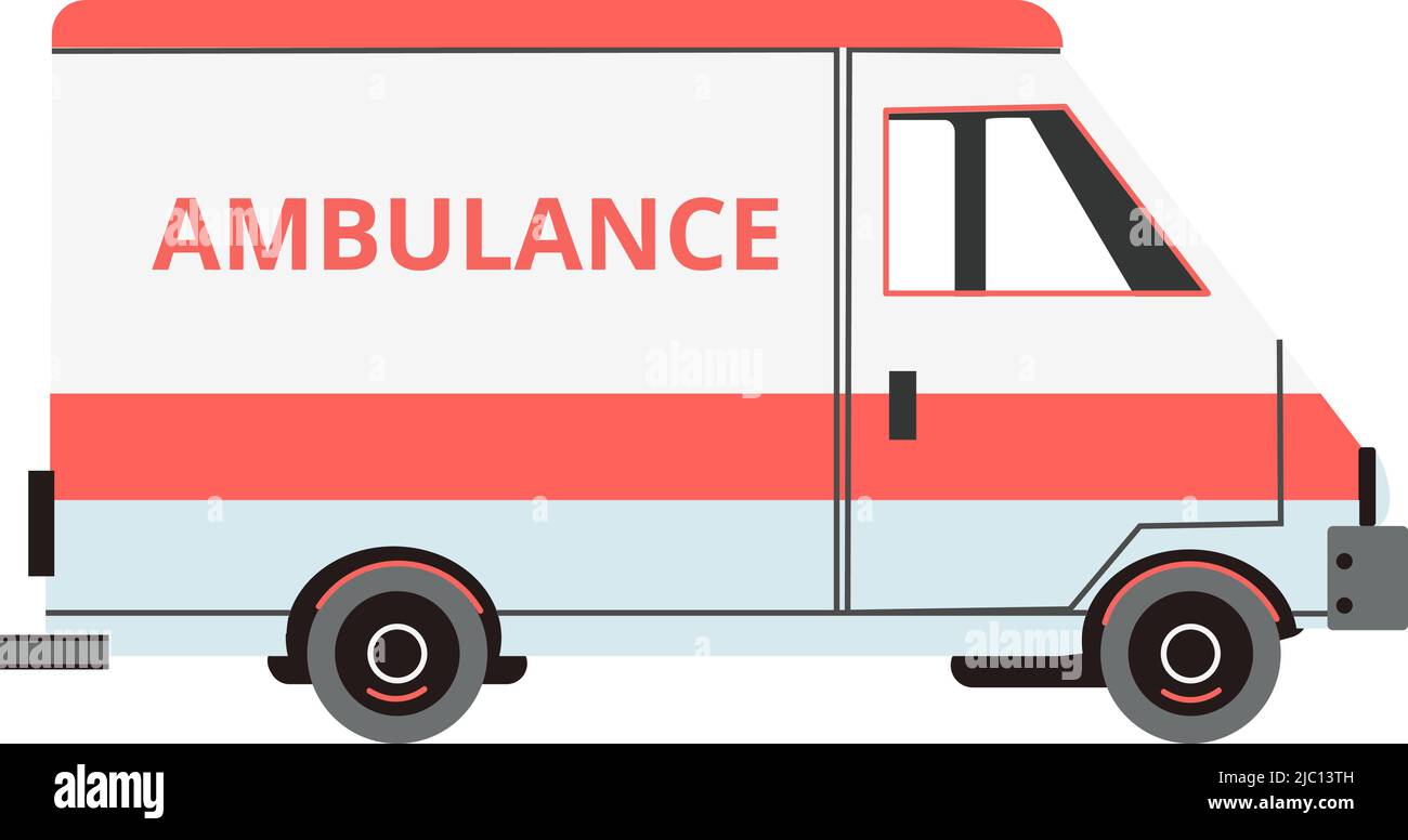 Medical emergency city transport. Ambulance flat icon Stock Vector