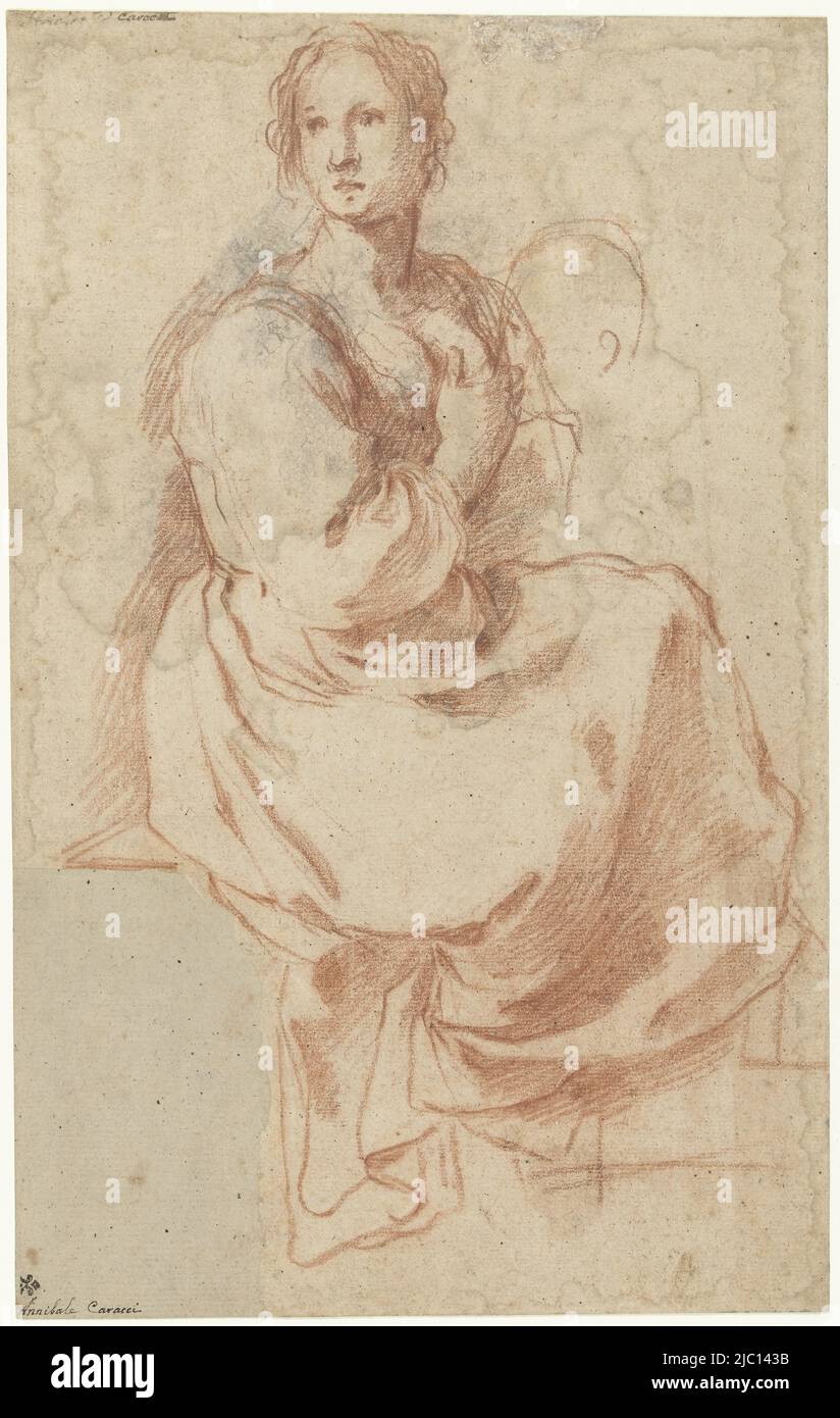 Study for Pero, in a 'Caritas Romana', Study for Pero, draughtsman: Giovanni Martinelli, (attributed to), 1620 - 1668, paper, h 357 mm × w 225 mm Stock Photo