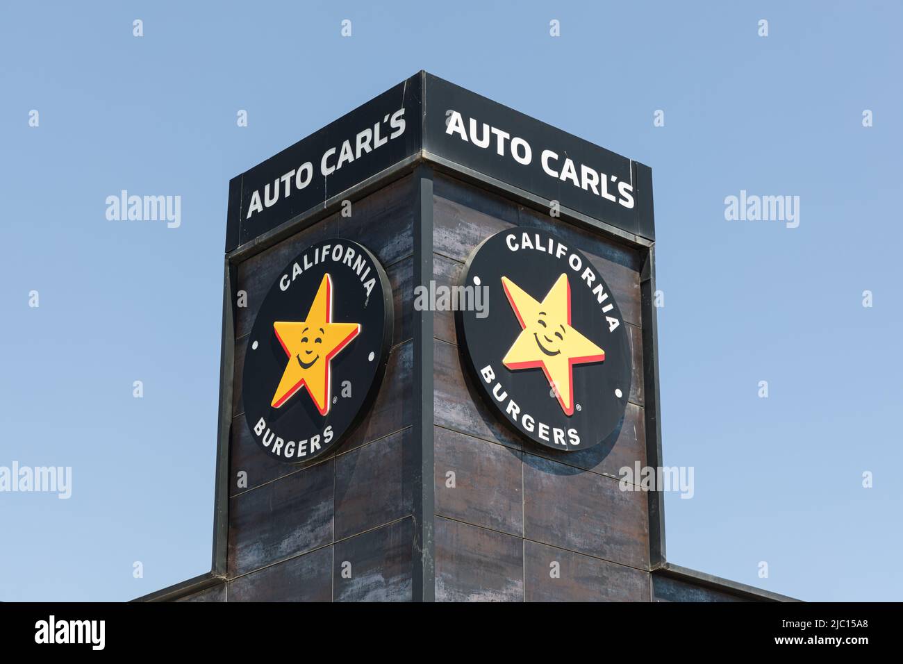 ALFAFAR, SPAIN - JUNE 06, 2022: Carl's Jr. is an American fast food restaurant chain Stock Photo