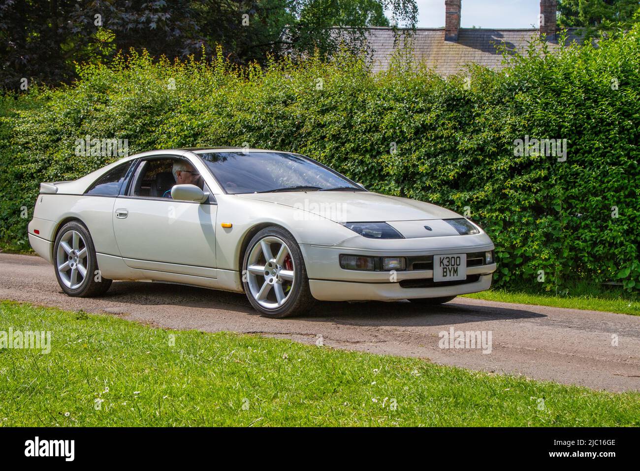 1993 90s nineties white NISSAN 300ZX Standard 2960cc petrol 5 speed manual arriving in Worden Park Motor Village for the Leyland Festival, UK Stock Photo