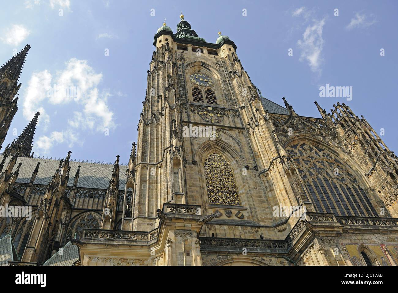 Accessible southern tower of St. Vitus Cathedral, Prague Castle, Hradschin, Czech Republic, Prague Stock Photo