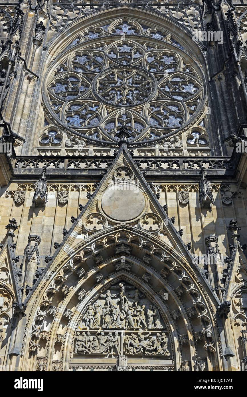Cladding of the St. Vitus Cathedral, Prague Castle, Hradschin, Czech Republic, Prague Stock Photo