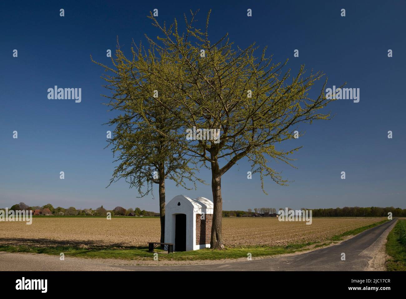 wayside chapel in a field, Gotthardus chapel, Germany, North Rhine-Westphalia, Lower Rhine, Toenisvorst Stock Photo