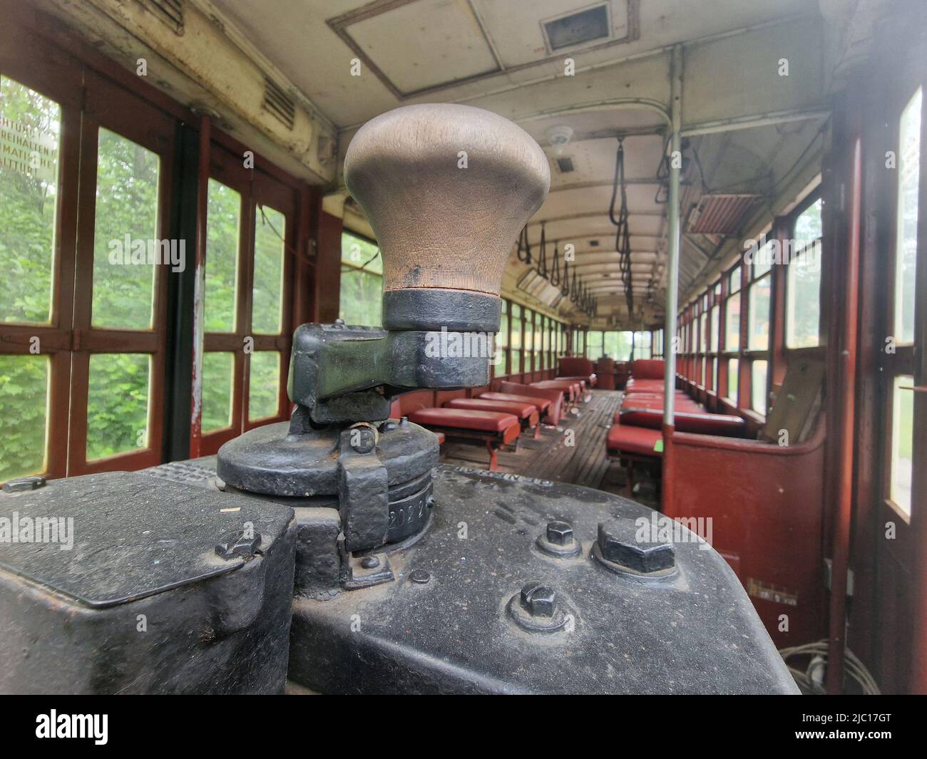 old new york tram red wagon of 1939 Stock Photo Alamy