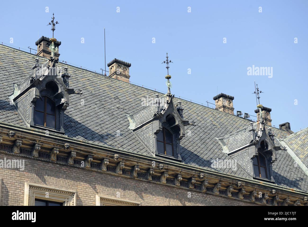 Historic slate-tiled gable at the Prague Castle, Czech Republic, Prague Stock Photo