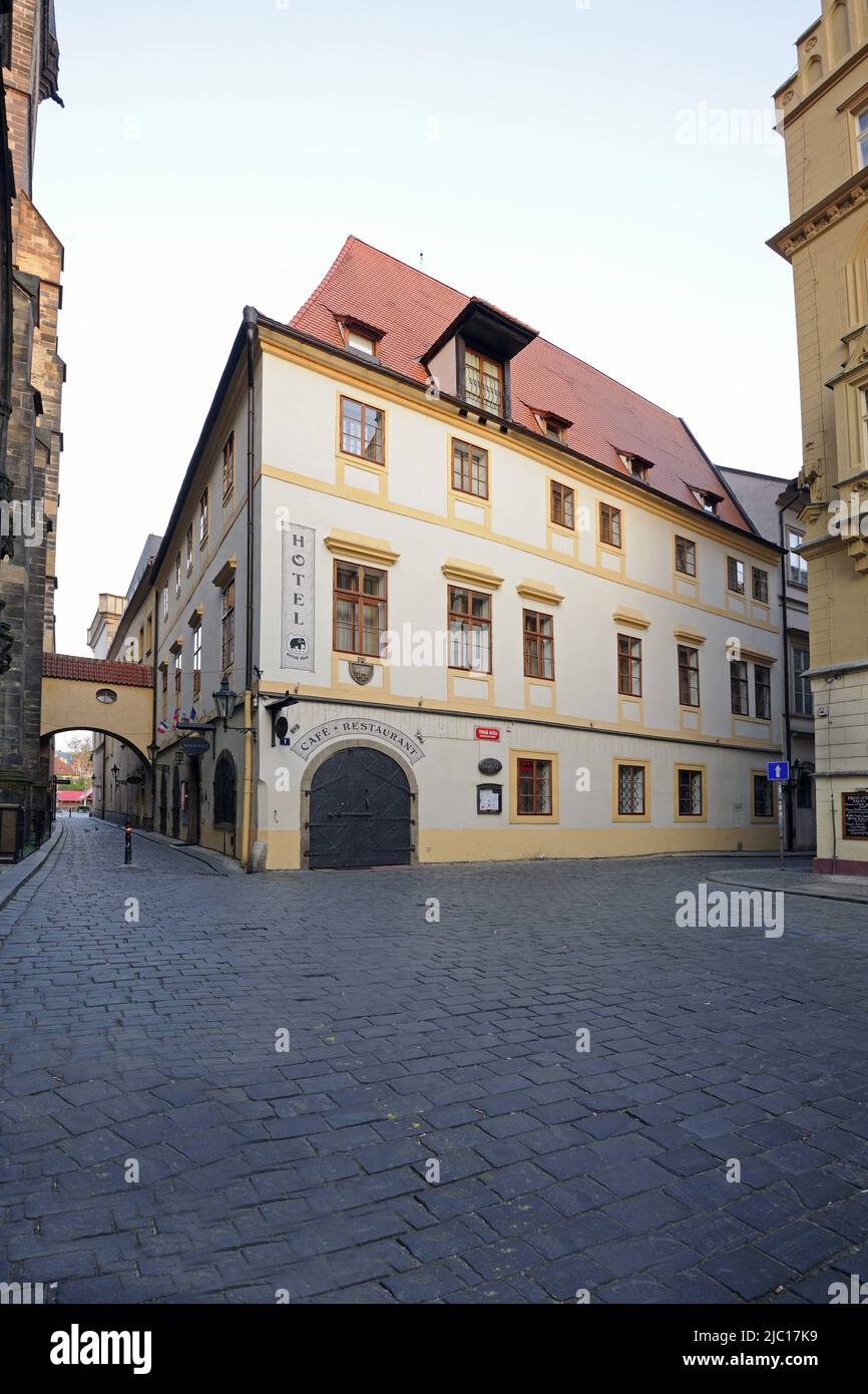 Typical hotel in the old town, Cerny Slon, Blach Elephant, Altstaedter Ring, Czech Republic, Prague Stock Photo