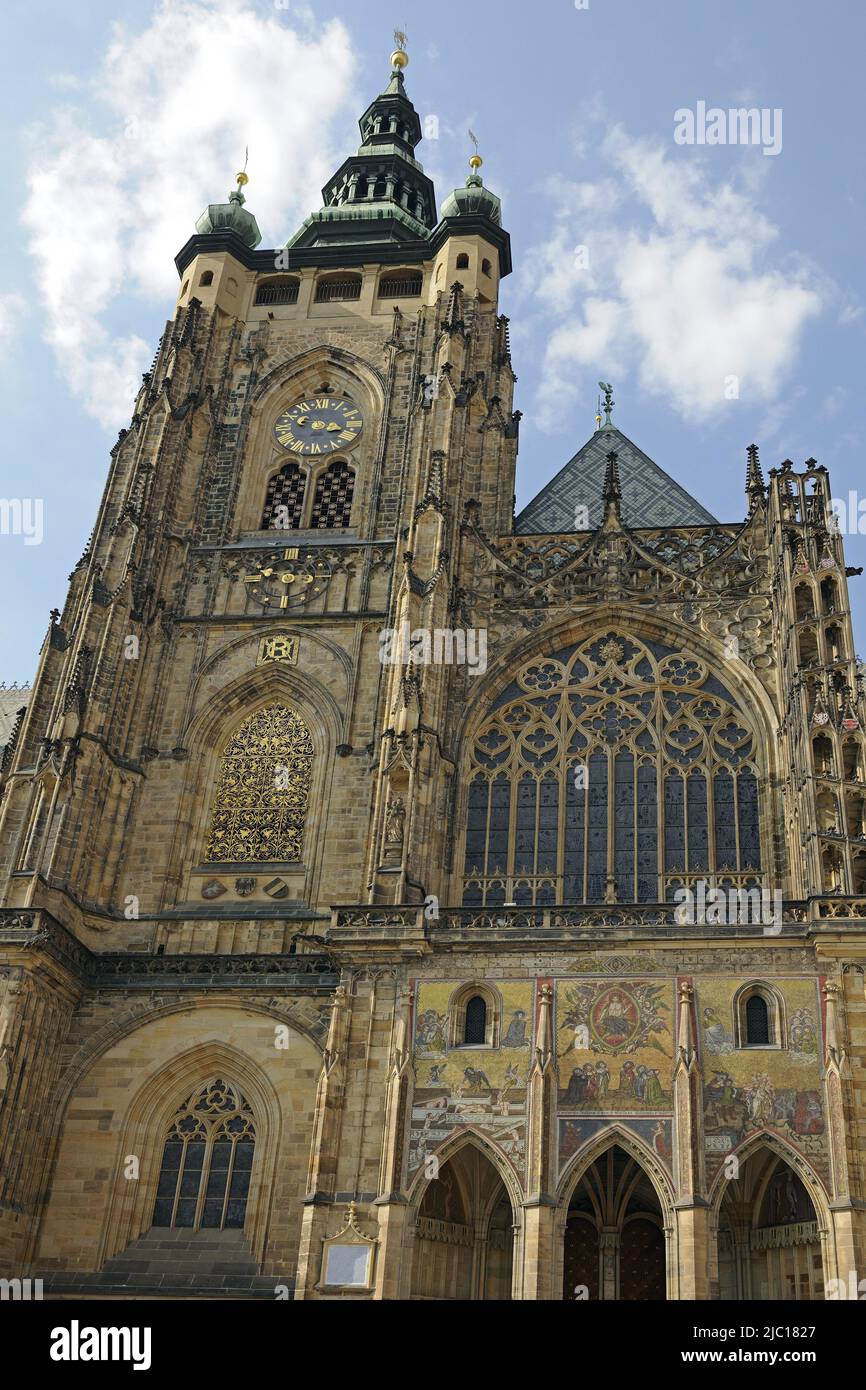 Accessible southern tower of St. Vitus Cathedral, Prague Castle, Hradschin, Czech Republic, Prague Stock Photo