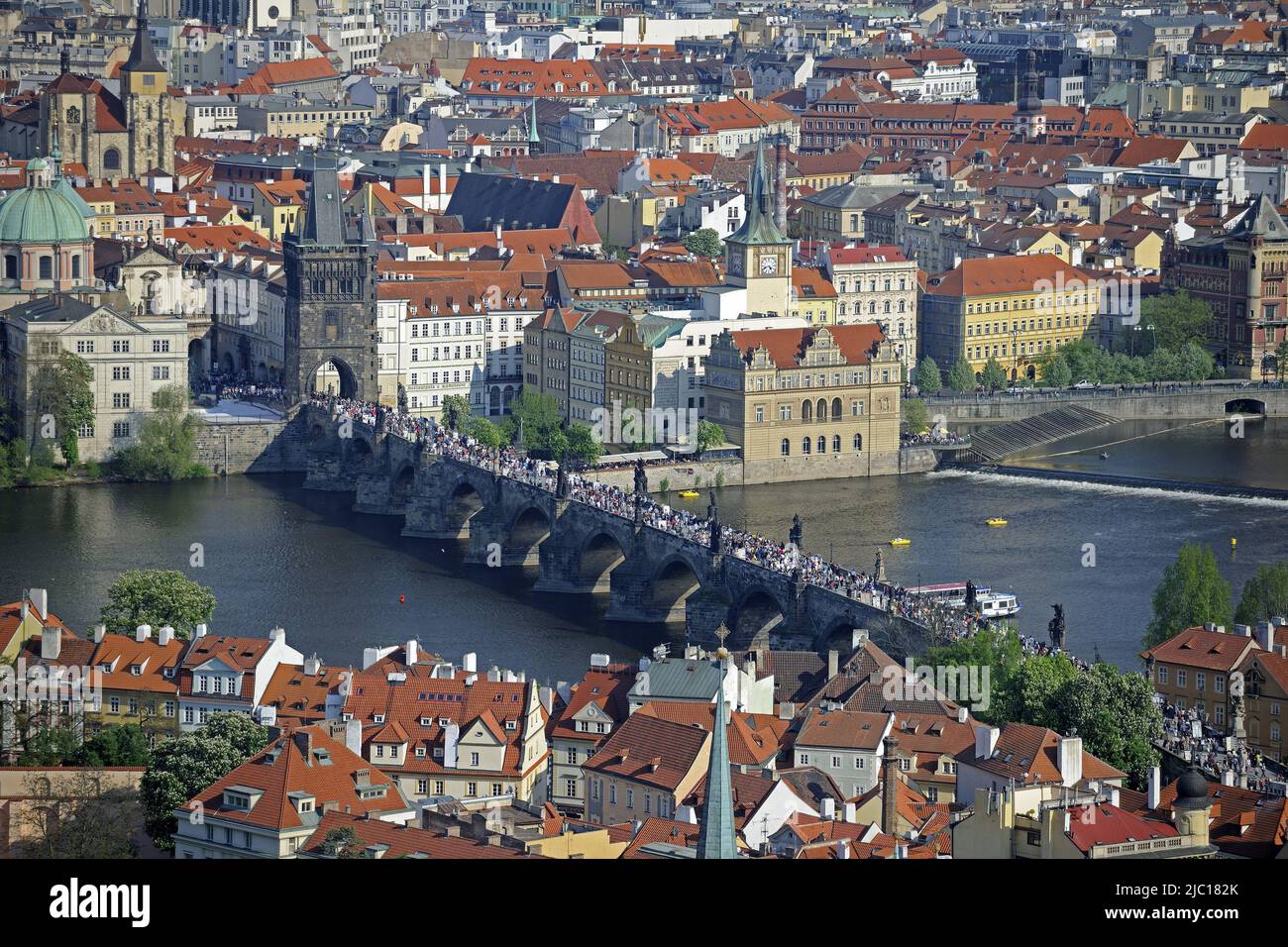 Vista over the old town of Prague, Charles Bridge, UNESCO cultural heritage, Czech Republic, Prague Stock Photo