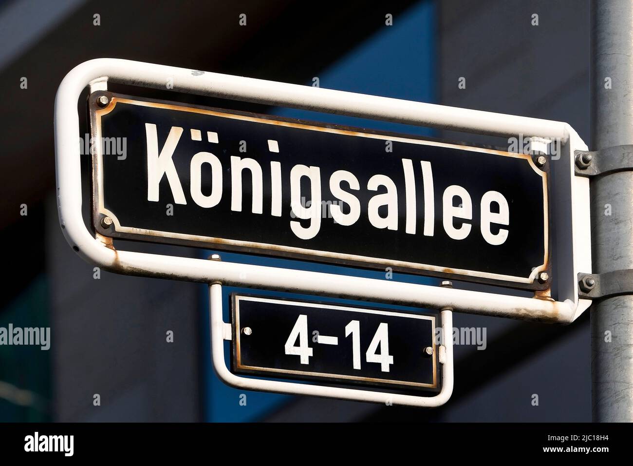 street sign Koenigsallee, called Koe, a well-known luxury shopping street, Germany, North Rhine-Westphalia, Lower Rhine, Dusseldorf Stock Photo