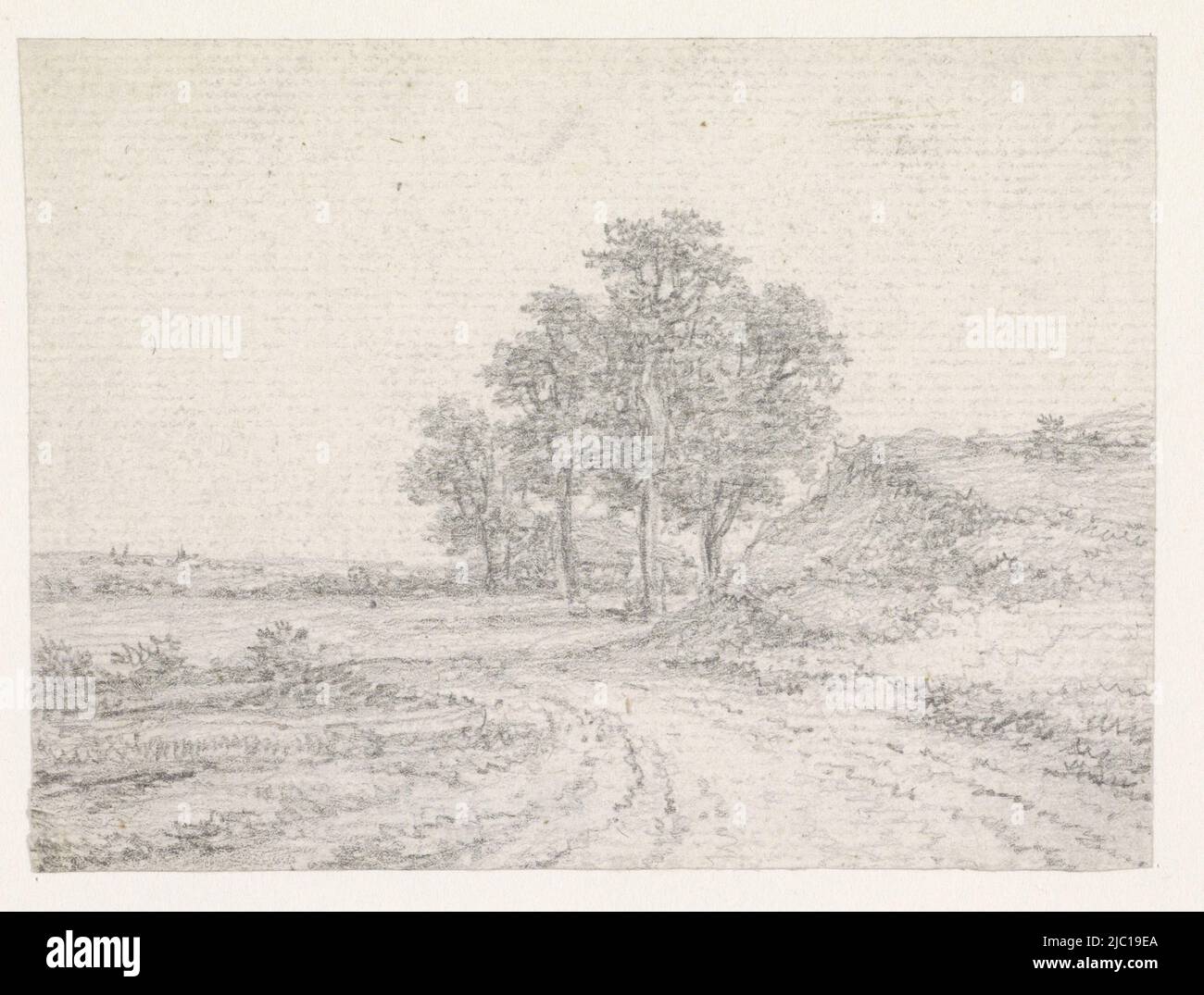 Landscape with country road, draughtsman: Georges Michel, 1773 - 1843, paper, h 71 mm × w 96 mm Stock Photo