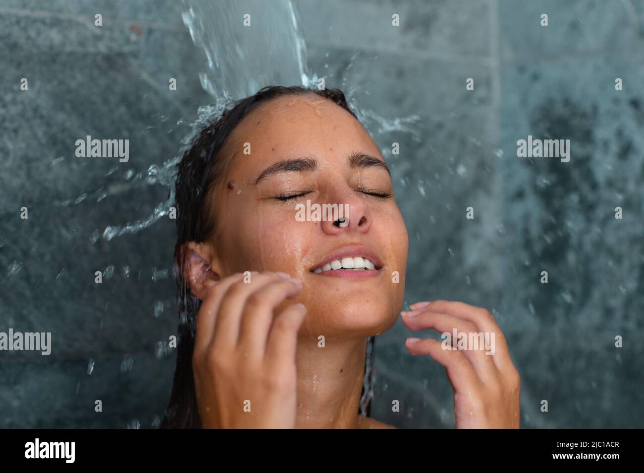 Woman in shower bathroom hires stock photography and images Alamy
