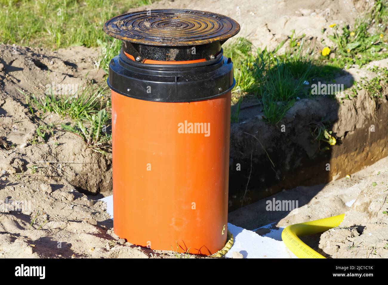 Private drainage systems. water sewer system Stock Photo Alamy