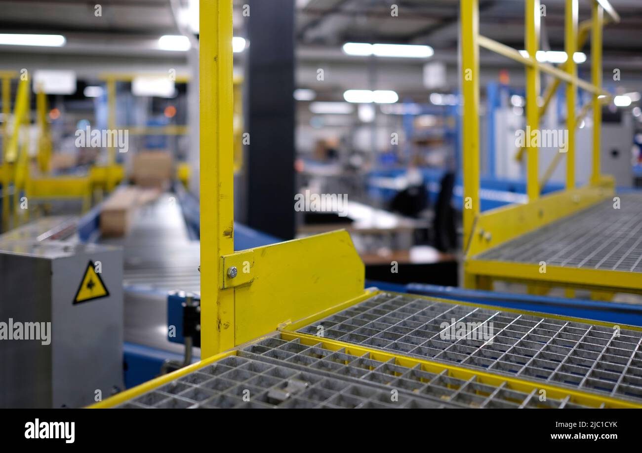 Selective focus inside a logistics and distribution center Stock Photo