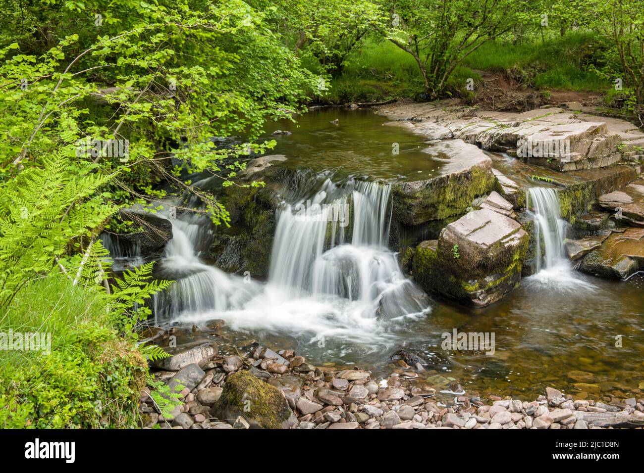 Waterfall at Pont Cwm y Fedwen in the Central Brecon Beacons Stock Photo