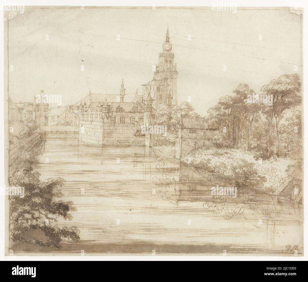 View of Breda, draughtsman: Philips Huygens, 1651, paper, pen, h 187 mm × w 226 mm Stock Photo