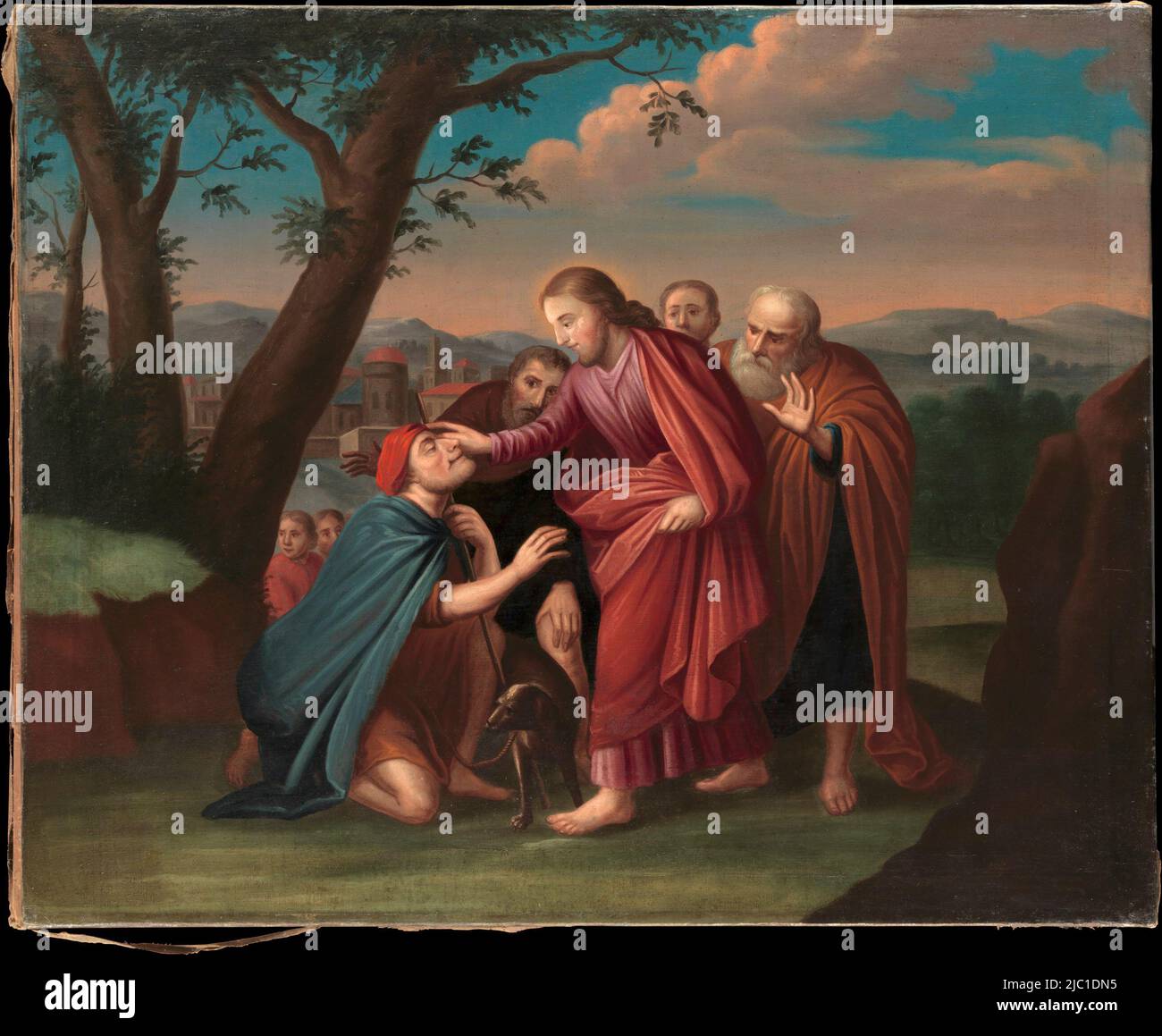 Christ Healing the Blindman. Gerardus Duyckinck.  ca. 1725–30 Stock Photo