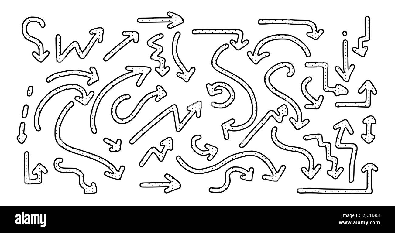 Vector set of doodle style arrows isolated on white background ...