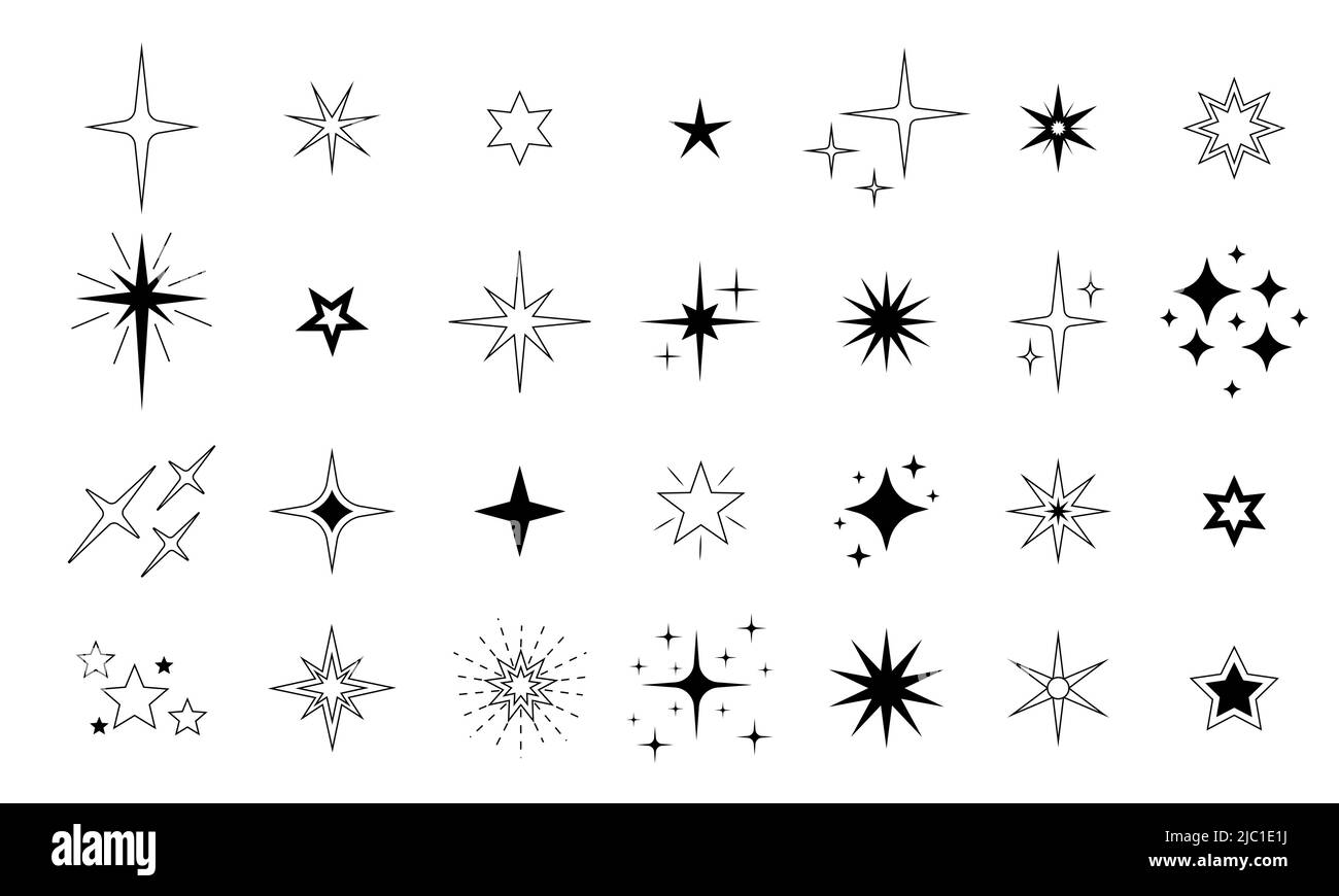 Star icon. Premium quality, favorite shiny and sparkle pictogram, blink glitter and glowing symbol. Vector night sky decorative boho elements isolated Stock Vector