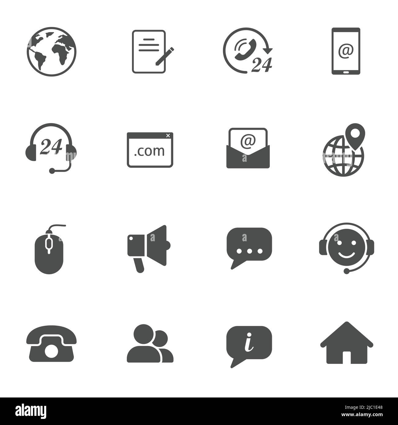 contact us silhouette vector icons set Stock Vector
