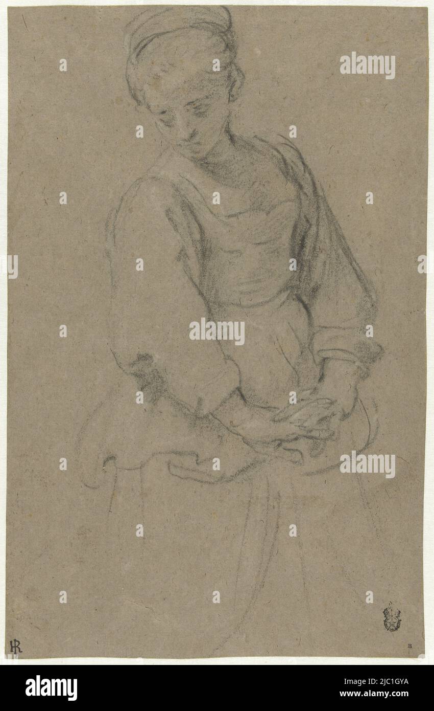 Standing Young Woman With Folded Hands Draughtsman Domenichino 1591 Standing Young Woman With Folded Hands Draughtsman Domenichino 1591