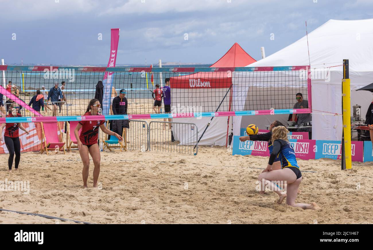 Uk Volleyball Beach Championships Sandbanks Beach 8th June 2022 Stock