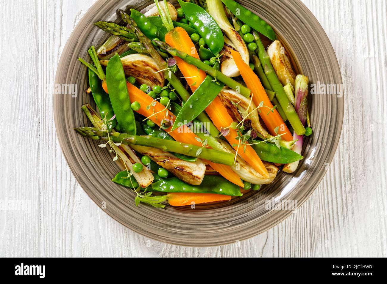 Barigoule of Summer Vegetables, fennel, baby carrots with green tops