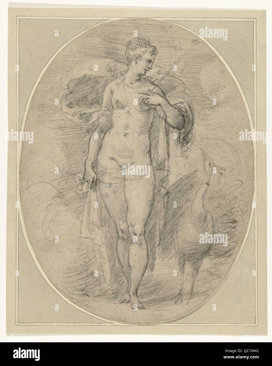 Standing Juno, draughtsman: Hendrick Goltzius, 1600 - 1617, paper, h 283 mm × w 220 mm Stock Photo